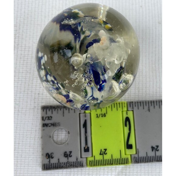 Vintage Small Swedish Incalmo Art Glass Paperweight Clear/Blue 2” (5.8 cm) - Picture 11 of 11